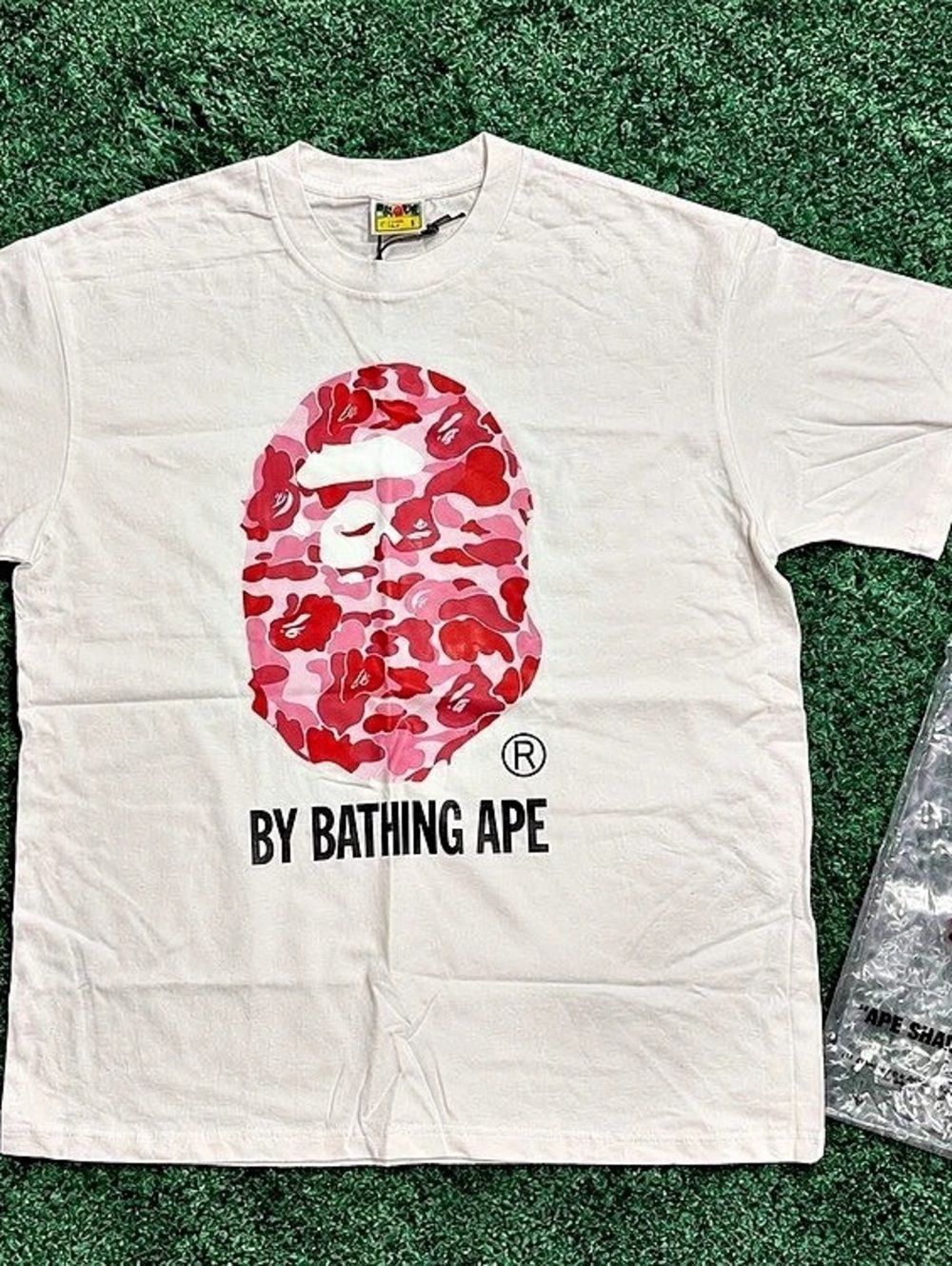 A Bathing Ape ABC Camo By Bathing Ape Tee White/Pink & Red Large